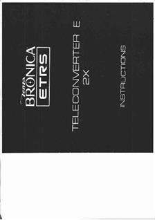 Bronica Tele Converters manual. Camera Instructions.